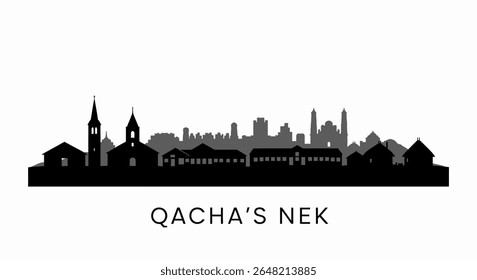 Silhueta do horizonte da cidade de Qachas Nek com Lesoto.