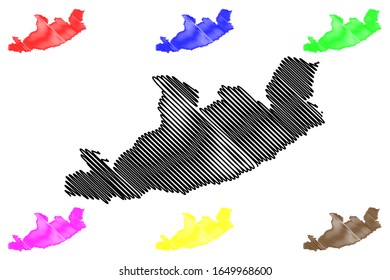 Qachas Nek District (Districts of Lesotho, Kingdom of Lesotho) map vector illustration, scribble sketch Qacha's Nek map