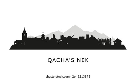 "Qachas Nek with Lesotho Skyline Silhouette Vetor" .