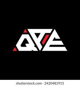 QAE triangle letter logo design with triangle shape. QAE triangle logo design monogram. QAE triangle vector logo template with red color. QAE triangular logo Simple, Elegant, and Luxurious design.