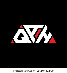 QAH triangle letter logo design with triangle shape. QAH triangle logo design monogram. QAH triangle vector logo template with red color. QAH triangular logo Simple, Elegant, and Luxurious design.