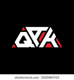 Diseño del logotipo de la letra del triángulo QAK con forma de triángulo. Monograma de diseño del logotipo del triángulo QAK. Plantilla de logotipo del vector del triángulo QAK con color rojo. Logo triangular QAK Diseño sencillo, elegante y lujoso.