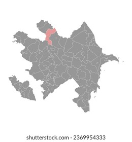 Qakh district map, administrative division of Azerbaijan.