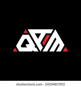 QAM triangle letter logo design with triangle shape. QAM triangle logo design monogram. QAM triangle vector logo template with red color. QAM triangular logo Simple, Elegant, and Luxurious design.