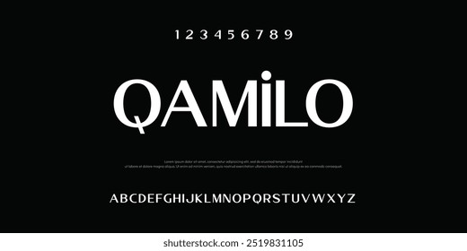QAMILO Abstract modern urban alphabet fonts. Typography sport, technology, fashion, digital, future creative logo font. vector illustration