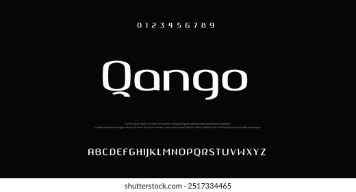 Qango Modern minimal abstract alphabet fonts. Typography technology, electronic, movie, digital, music, future, logo creative font.