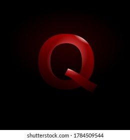 QAnon - far-right conspiracy theory- deep state" against U.S. President and his supporters. Mystical Q letter on dark background