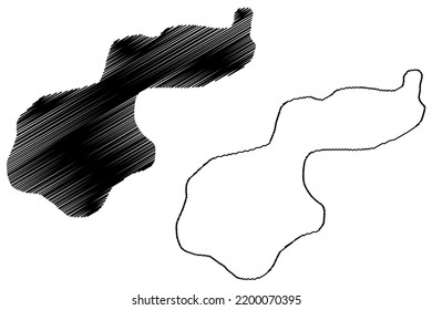 Qarzawit Island (Sultanate of Oman, Indian Ocean, Khuriya Muriya Islands) map vector illustration, scribble sketch Qarzawit map