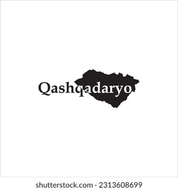 Qashqadaryo map and black lettering design on white background