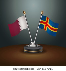 Tabela do Catar e das Ilhas Aland sinaliza a relação com o plano de fundo do gradiente. Ilustração de vetor