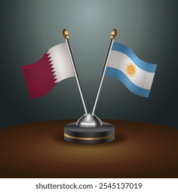 Qatar and Argentina table flags relation  with gradient backgrund. Vector Illustration