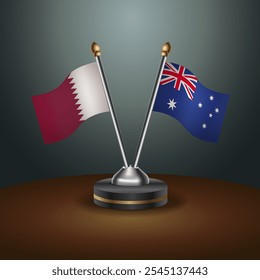 Tabela do Catar e da Austrália sinaliza relação com plano de fundo de gradiente. Ilustração de vetor
