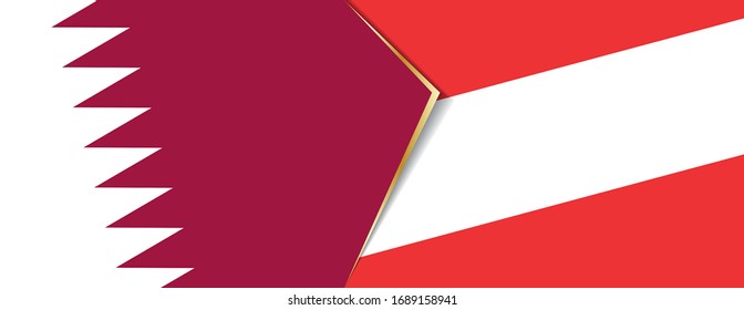 Qatar and Austria flags, two vector flags symbol of relationship or confrontation.