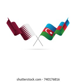 Qatar and Azerbaijan flags. Crossed flags. Vector illustration.