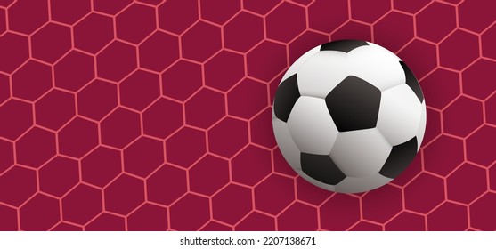 Qatar, Ball In Goal. Soccer, Football Cup 2022 Game. Vector Background Banner. World Wk, Ek Play Model. Sport Finale Or School, Sports Game Cup. Street Ball Games. Net Raster