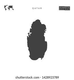 Qatar Blank Vector Map Isolated on White Background. High-Detailed Black Silhouette Map of Qatar.