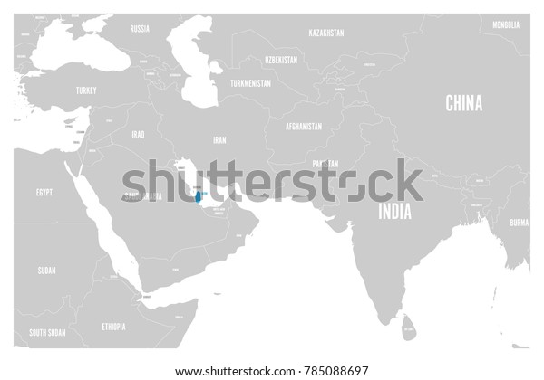 Qatar Blue Marked Political Map South Stock Vector (Royalty Free ...