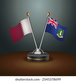 Las banderas de tabla de Qatar y las Islas Vírgenes Británicas tienen relación con el fondo de gradiente. Ilustración vectorial