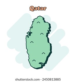 Qatar cartoon colored map icon in comic style. Country sign illustration pictogram. Nation geography splash business concept.