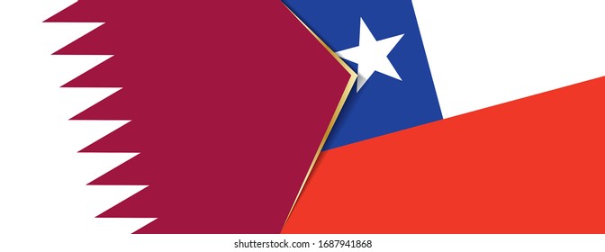 Qatar and Chile flags, two vector flags symbol of relationship or confrontation.