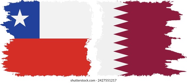 Qatar y Chile grunge banderas de conexión, vector
