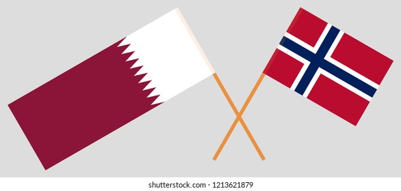 Qatar and China. The Norwegian and Qatari flags. Official proportion. Correct colors. Vector illustration