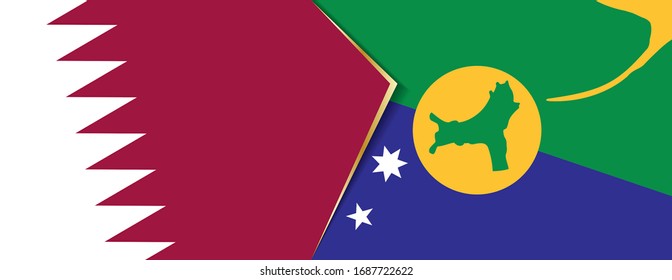 Qatar and Christmas Island flags, two vector flags symbol of relationship or confrontation.