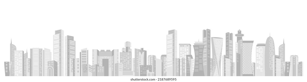 Edificios de la ciudad de Qatar en el horizonte del área metropolitana Rascacielos de la ciudad moderna Silhouette en el horizonte