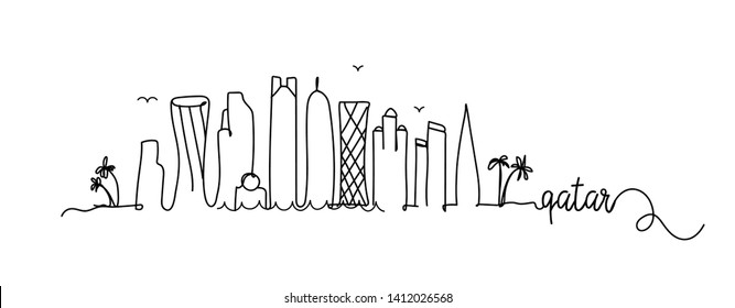 Qatar City Skyline Doodle Sign