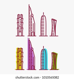 Qatar City Tower logo design inspiration, Qatar tower vector isolated on white background