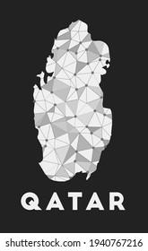 Qatar - communication network map of country. Qatar trendy geometric design on dark background. Technology, internet, network, telecommunication concept. Vector illustration.
