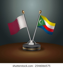 Tabela do Catar e das Comores sinaliza relação com plano de fundo de gradiente. Ilustração de vetor