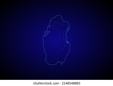 Qatar concept vector map with glowing cities, map of Qatar suitable for technology,innovation or internet concepts.