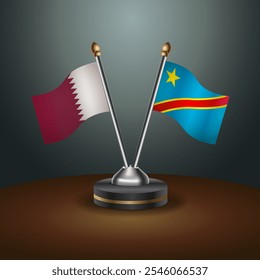 Qatar and Congo table flags relation  with gradient backgrund. Vector Illustration