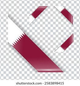 Qatar corner national flag with shadow
