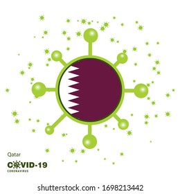 Qatar Coronavius Flag Awareness Background. Stay home, Stay Healthy. Take care of your own health. Pray for Country