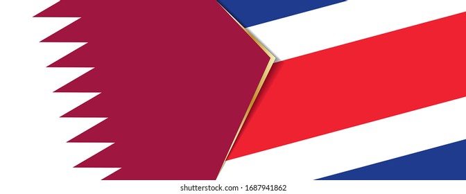 Qatar and Costa Rica flags, two vector flags symbol of relationship or confrontation.