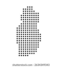 Qatar country dotted map. Black spot pixel illustration isolated on white background. Vector circle mosaic.