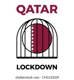 qatar country flag lockdown corona virus covid-19 in cage