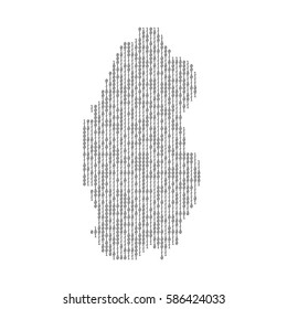 Qatar country map made from digital binary code