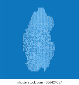Qatar country map made from digital binary code