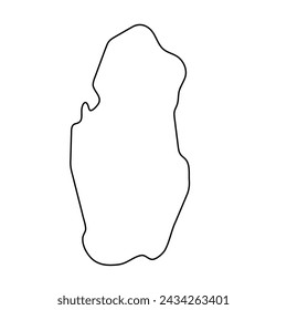 Qatar country simplified map. Thin black outline contour. Simple vector icon