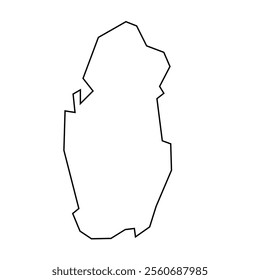 Qatar country thin black outline silhouette. Simplified map. Vector icon isolated on white background.