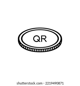 Símbolo del icono de la moneda de Qatar, riyal catarí, signo QAR. Ilustración vectorial