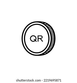 Símbolo del icono de la moneda de Qatar, riyal catarí, signo QAR. Ilustración vectorial