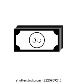 Qatar Currency Icon Symbol, Qatari Riyal (Arabic Version), QAR Sign. Vector Illustration