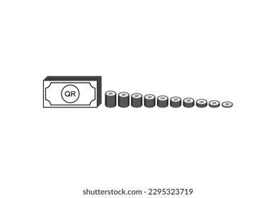 Qatar Currency Icon Symbol, Qatari Riyal (Latin Version), QAR Sign. Vector Illustration