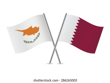 Qatar and Cyprus flags. Vector illustration.