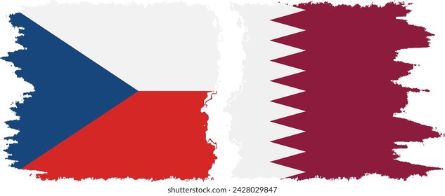 Qatar y las banderas de grunge checo conexión, vector