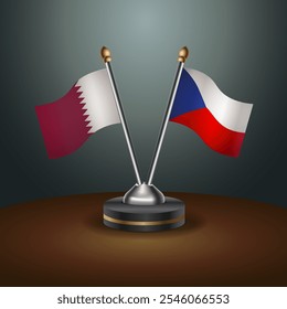 A tabela Catar e República Tcheca sinaliza a relação com o plano de fundo de gradiente. Ilustração de vetor